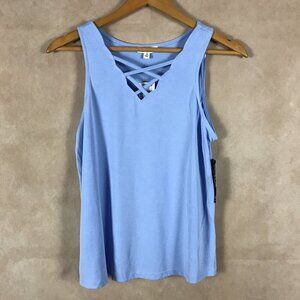 One Hart Sky Blue Criss-cross front Tank Top NWT MEDIUM